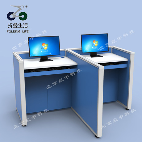 山字型升降屏風(fēng)電腦桌（湖藍(lán)色）